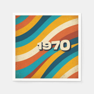 1970 Retro Paper Napkin Vintage 70s Groovy Stripes
