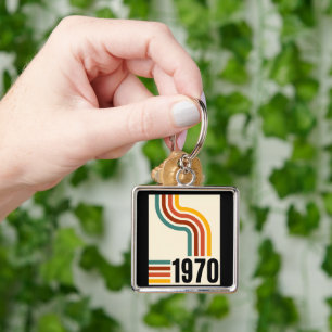 1970 Retro Stripe Vintage Poster Style  Key Ring