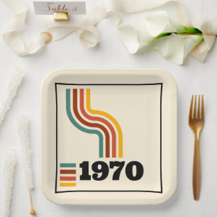1970 Retro Vintage Poster Birthday or Reunion Paper Plate
