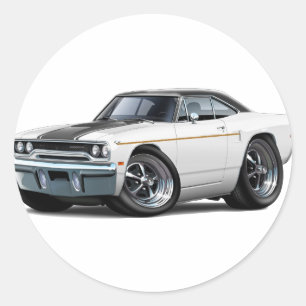 1970 Roadrunner White-Black Stripe Classic Round Sticker