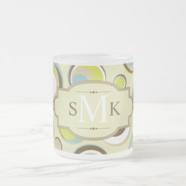 1970’s Retro Circle Frosted Glass Coffee Mug Cup (Center)