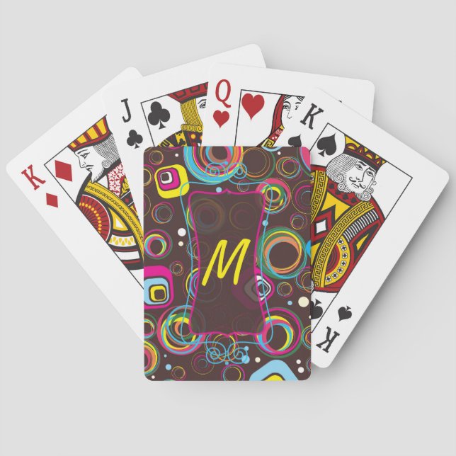 1970’s Retro Circle Monogram Initial Card Deck (Back)
