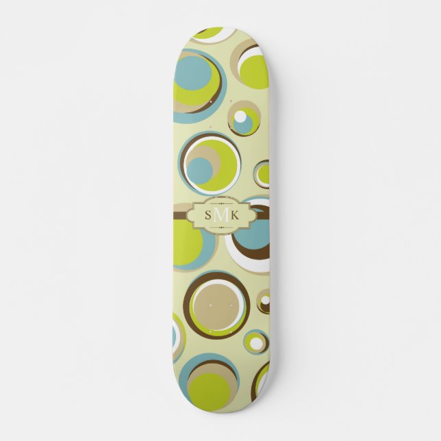 1970’s Retro Circle Pattern Old School Skateboard (Front)