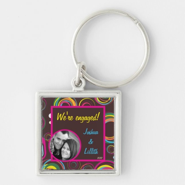 1970’s Retro Circle Square 1950 Groovy Key Chain (Front)