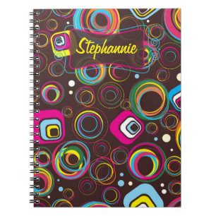 1970’s Retro Circle Square 1950 Spiral Notebook