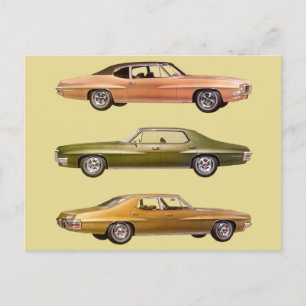 1970 three muscle cars postcard