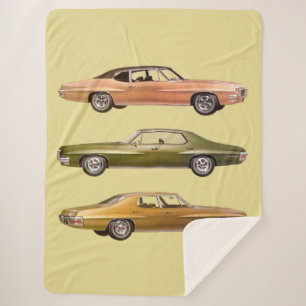 1970 three muscle cars print sherpa blanket