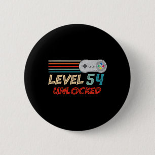 1970 Unlocked Level 54 Birthday Video Game Control 6 Cm Round Badge
