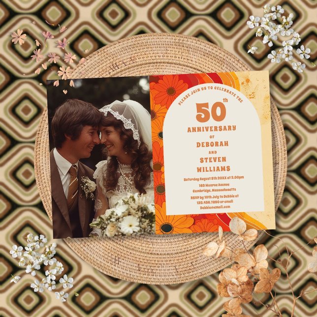 1970s 50th Wedding Anniversary Photo Invitation (1970s 50th Wedding Anniversary Photo Invitation)