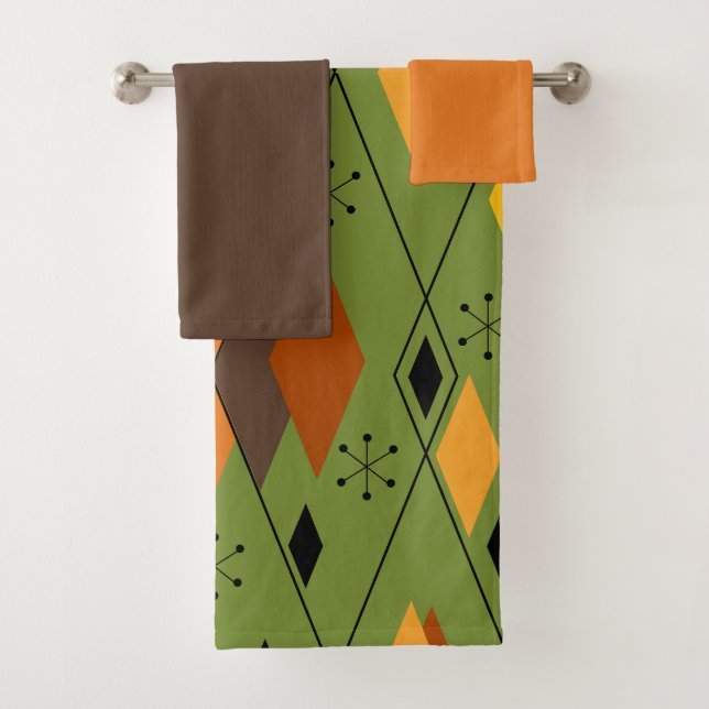 1970s Atomic Diamonds  Bath Towel Set (Insitu)