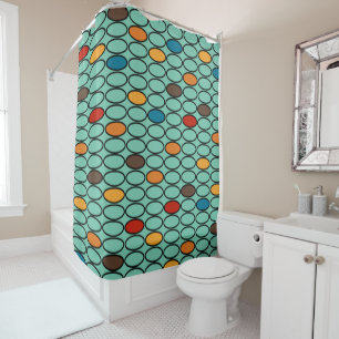 1970s Blue Ovals Shower Curtain