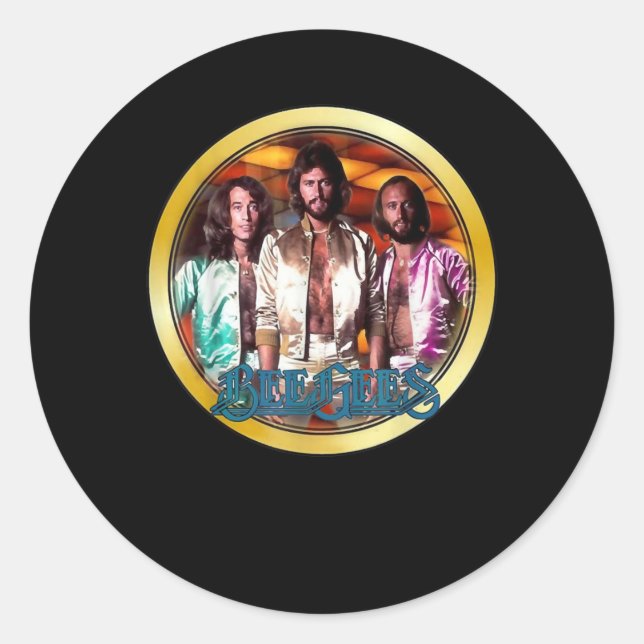 1970's Classic Bee Gees Custom Art Classic Round Sticker (Front)