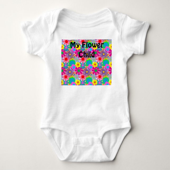 1970s Flower Power Baby Bodysuit (Front)