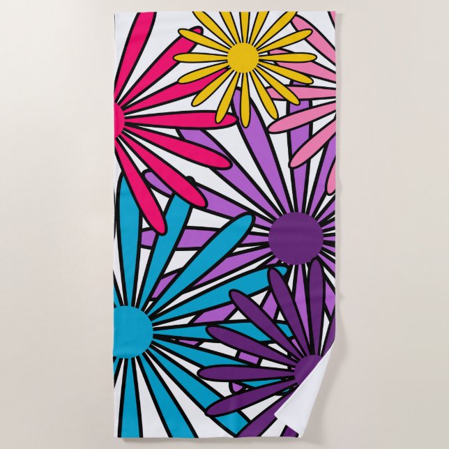 1970s Flowers Beach Towel (Front)