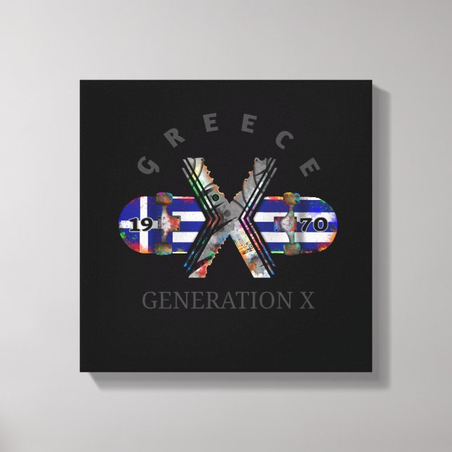 1970's Generation X Greece Skateboard Canvas Print (Front)