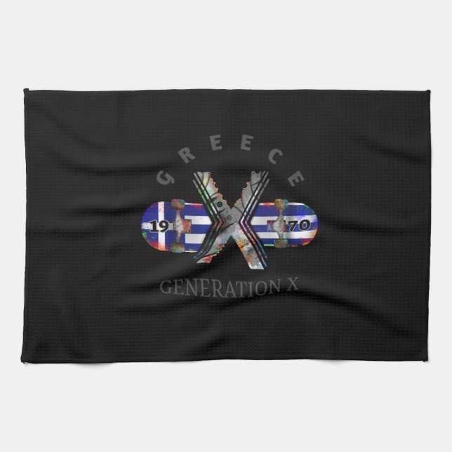 1970's Generation X Greece Skateboard Tea Towel (Horizontal)