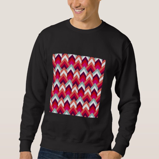 1970'S GEOMETRIC UPWARD ARROW PATTERN FLAMESTICH R SWEATSHIRT (Front)