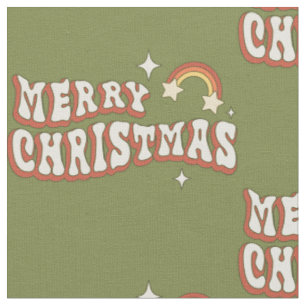 1970s groovy merry christmas funky fabric