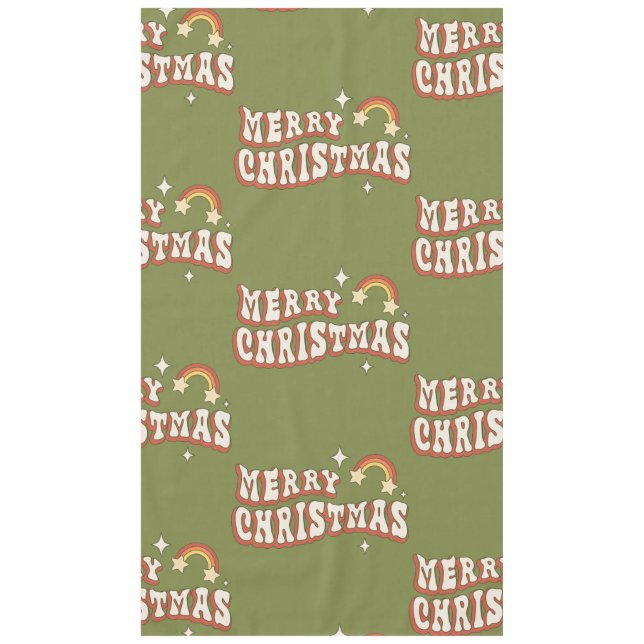 1970s groovy merry christmas funky tablecloth (Front)