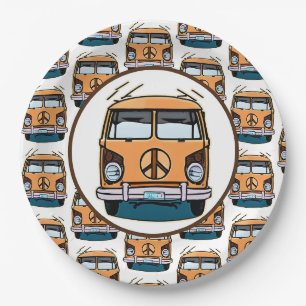 1970's Hippie Van Retro Vintage Style Birthday Paper Plate