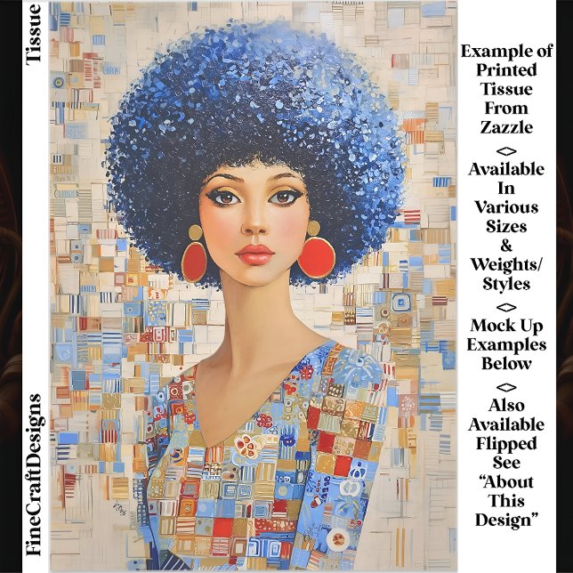 1970s Inspired Afro Hairstyle Woman EC6L Decoupage Tissue Paper (Creator Uploaded)