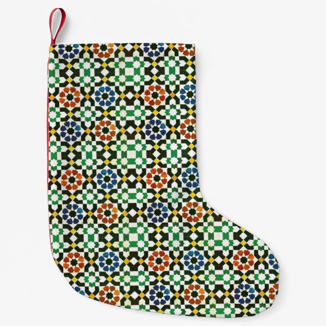 1970s Moroccan Colour Pattern Small Christmas Stocking (Front)