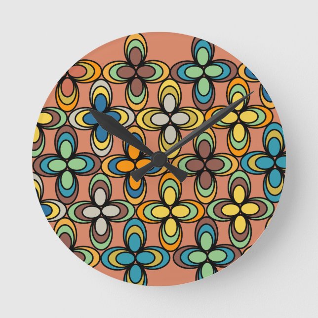 1970s Oval Flowers  Round Clock (Front)