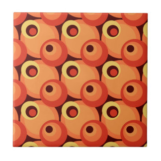 1970s overlapping disco circles orange and maroon tile