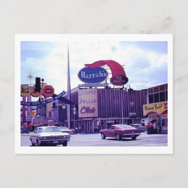 1970s Reno Nevada Street Scene Postcard (Front)