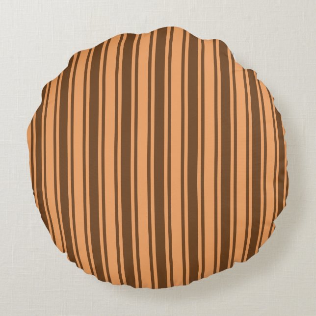 1970s retro brown candy stripes round cushion (Back)
