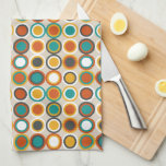 1970s Retro Circles Pattern Orange Brown Teal Tea Towel<br><div class="desc">This funky 1970sretro style patterned kitchen towel features circles of brown,  teal blue,  white,  and two shades of orange.This is sure to be an eye catcher hanging on your oven door!</div>