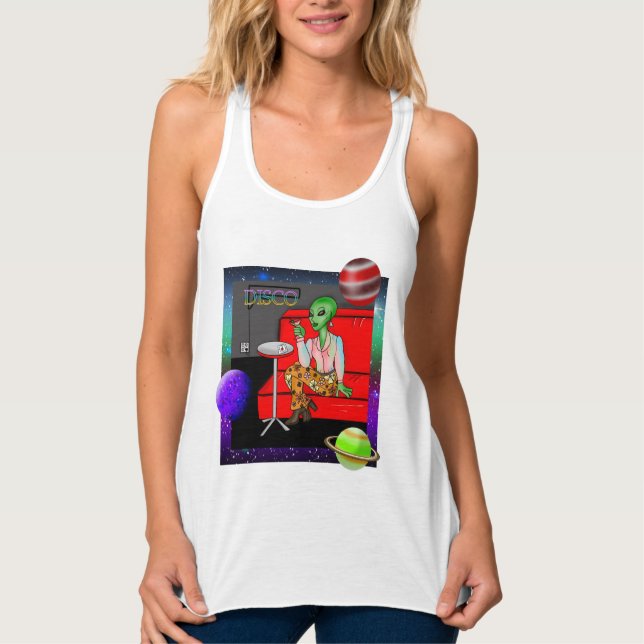 1970's Retro Extraterrestrial in Disco Lounge  Singlet (Front)