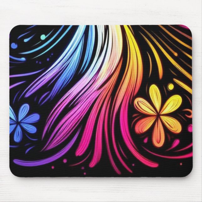 1970's Retro Flowers on a Laptop Desktop Computer  Mouse Pad (Front)