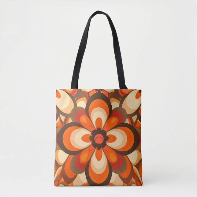 1970s Retro Flowers Tote Bag (Front)