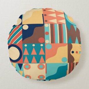 1970's Retro Quilt Round Cushion