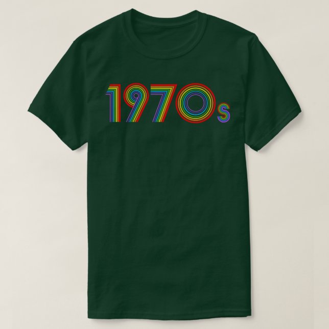 1970s Retro Rainbow Disco Font T-Shirt (Design Front)