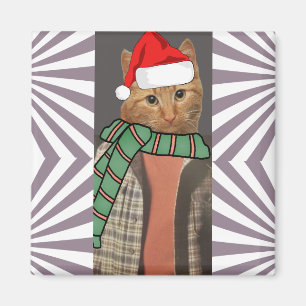 1970s RETRO RED GINGER CAT FUNNY CHRISTMAS MAGNET
