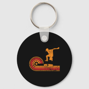 1970's Retro Skateboarder Silhouette Skateboarding Key Ring