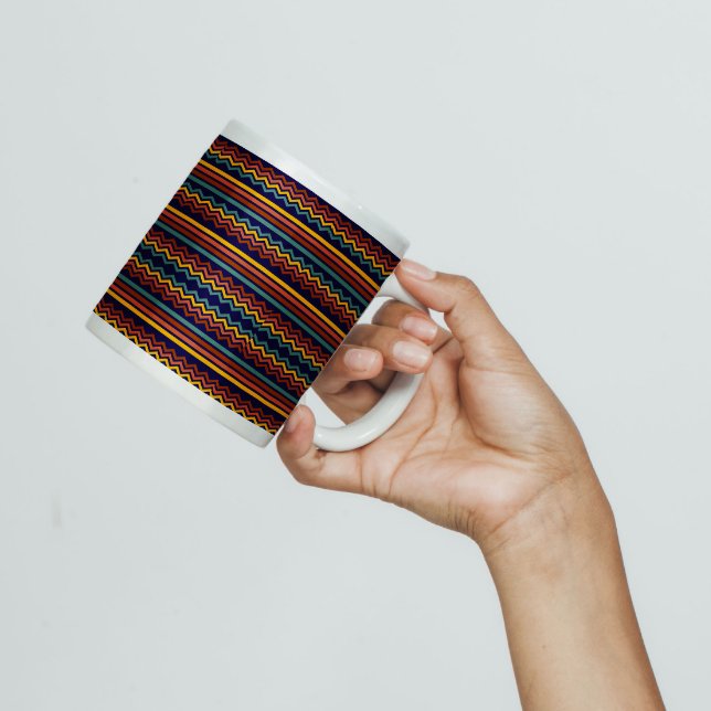 1970s retro vintage stripes and zig zag large coffee mug (Creator Uploaded)