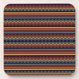 1970s retro vintage stripes and zigzag coaster