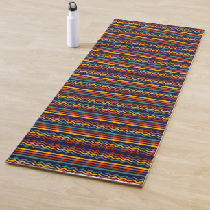 1970s retro vintage stripes and zigzag yoga mat