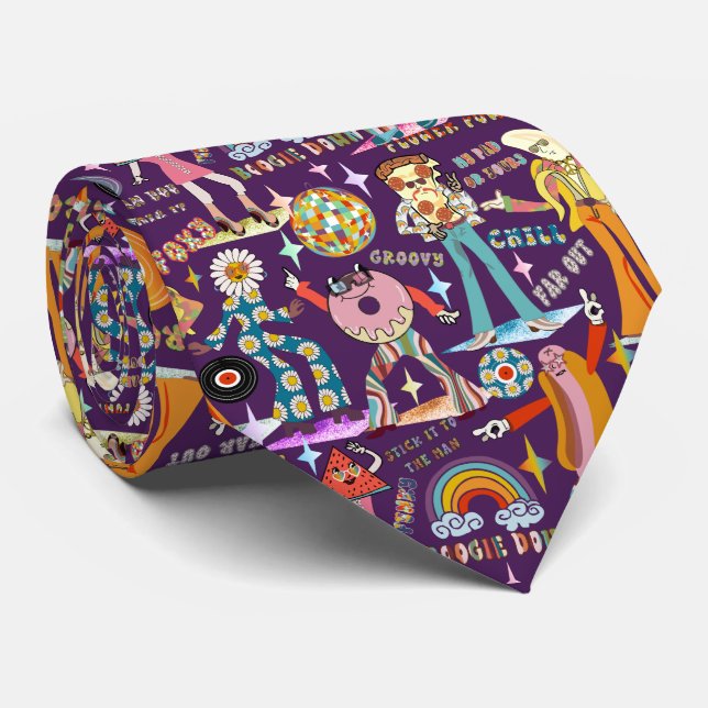 1970s Sticker Disco Neck Tie (Rolled)