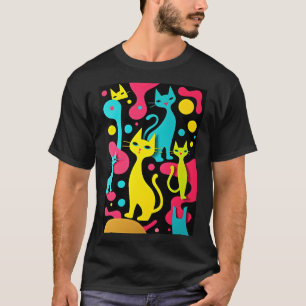 1970's Style Groovy Abstract Cats T-Shirt