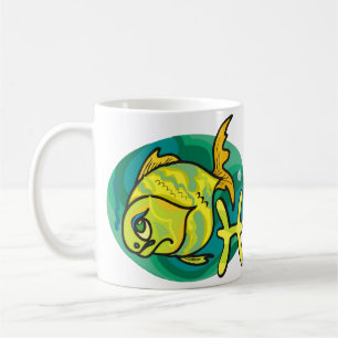 1970s style Pisces Fish Painting Coffee Mug