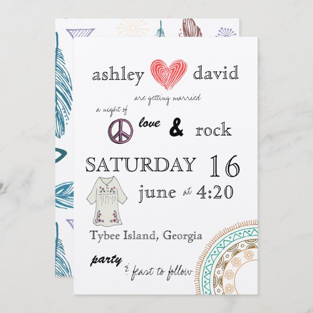 1970s themed wedding invitation (Front/Back)