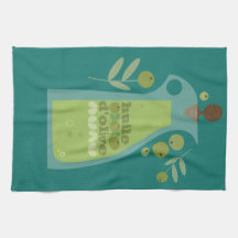1970's Vintage French Olive Oil  Tea Towel