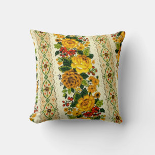 1970's Yellow Flower Pattern Cushion