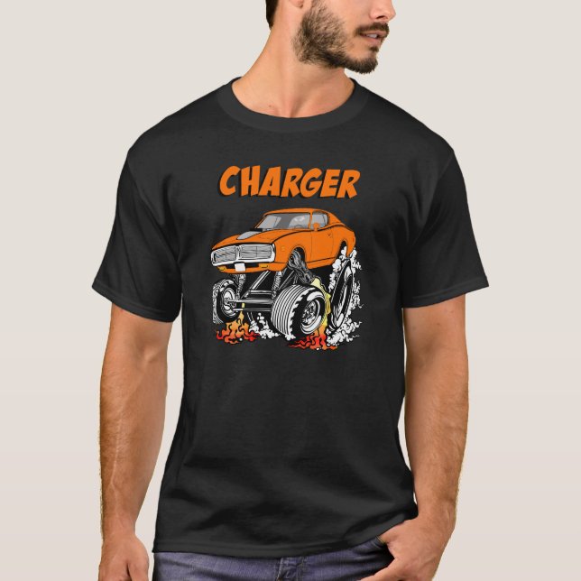 1971 1972 Charger Cartoon Hot Rod T-Shirt (Front)
