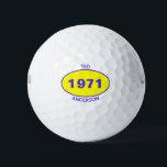 1971 50th Birthday Yellow Name Any Year Golf Balls<br><div class="desc">1971 50th Birthday Yellow Name Any Year Golf Balls.
Personalise with your First Name and Last Name and edit the Year for any Golf Ball offered by Oval Logo.</div>