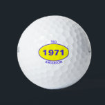 1971 50th Birthday Yellow Name Any Year Golf Balls<br><div class="desc">1971 50th Birthday Yellow Name Any Year Golf Balls.
Personalise with your First Name and Last Name and edit the Year for any Golf Ball offered by Oval Logo.</div>